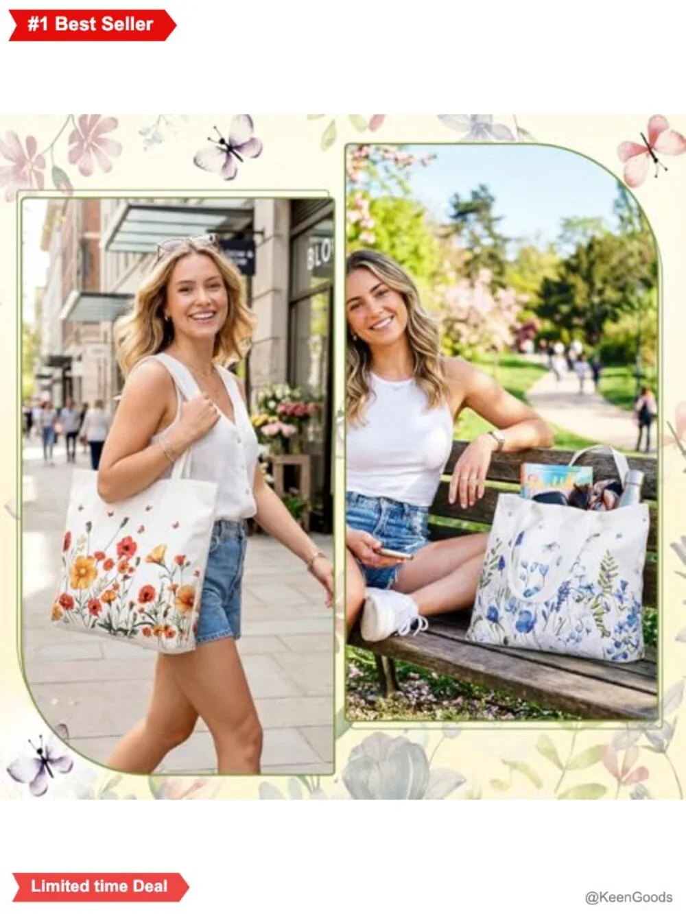 12 Pcs Canvas Tote Bags Reusable Floral Print Grocery Shopping Bags